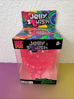 NeeDoh JELLY SQUISH Pink Super Solid Squish Sensory Fidget Jellyfish, NEW, RARE